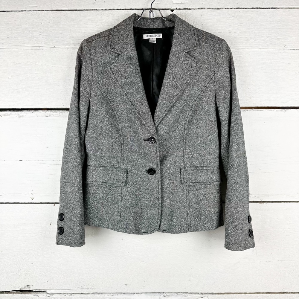 Pendleton Wool Blazer Jacket Grey (Size 8) - image 2